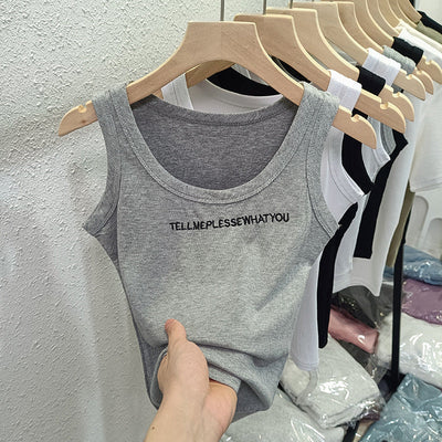 Femme Ripptext-Grafik-Ärmelloses Top Heidi-Mode