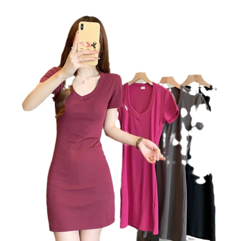 Damen Kurzarm Bodycon Kleid Heidi-Mode