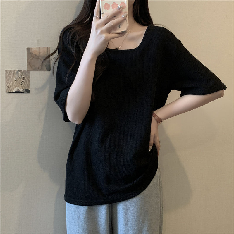 Femme Relaxed Fit Rippel Kurzarmtop Heidi-Mode