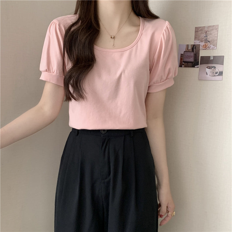 Femme Kurzarm Puffärmel Top Heidi-Mode