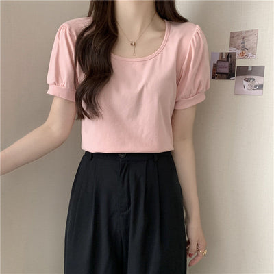 Femme Kurzarm Puffärmel Top Heidi-Mode