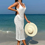 Damen lässiges Häkel-Strandkleid Drune in Weiß