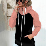 Damen nan Kapuzenjacke mit hohem Stehkragen, durchgehendem Reißverschluss und Raglanärmeln Drune in Pink