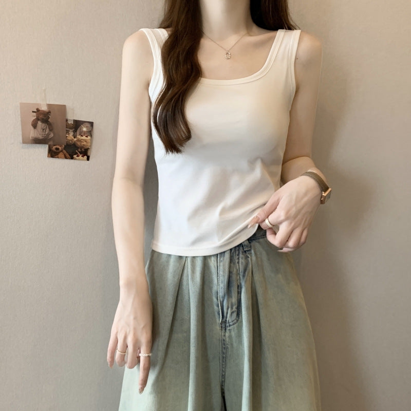 Femme Ärmelloses Basic-Oberteil mit Rundhalsausschnitt Heidi-Mode