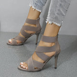 Damen High-Heel-Sandaletten mit eleganten Riemen und komfortablem Plateau Drune in Khaki
