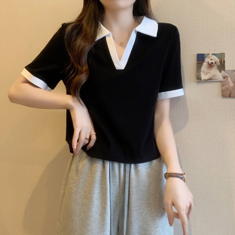 Femme Polo-Stil Kurzarmtop Heidi-Mode