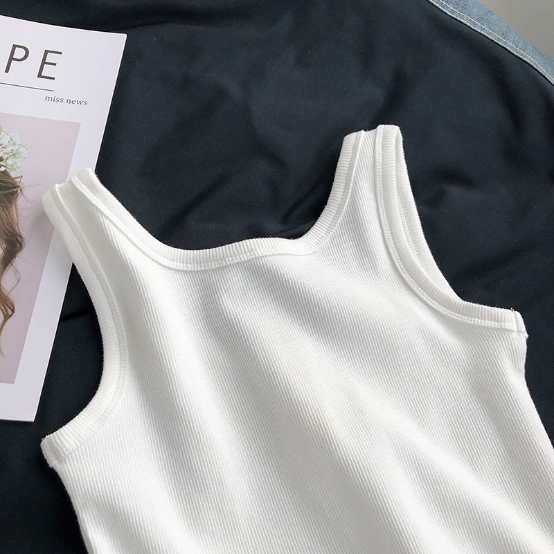 Femme Geripptes Button-Up Crop Tank Top Heidi-Mode