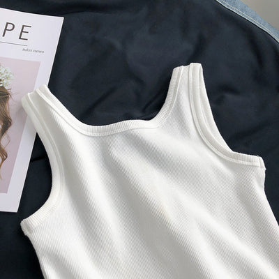 Femme Geripptes Button-Up Crop Tank Top Heidi-Mode