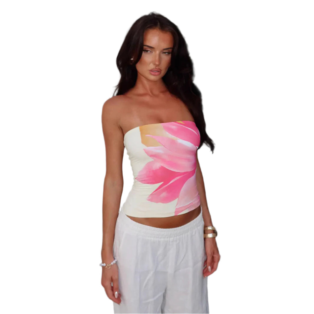 Sandra - Blumenmuster trägerloses Top