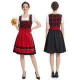 Damen nan traditionelles Trachten-Dirndl mit Schnürleiste, A-Linie Rock und Schleifen-Schürze Drune in 8781 Rot
