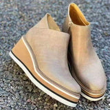 Damen nan Keilabsatz-Stiefelette mit verstecktem Plateau und elastischen Einstiegsleisten Drune in Apricot