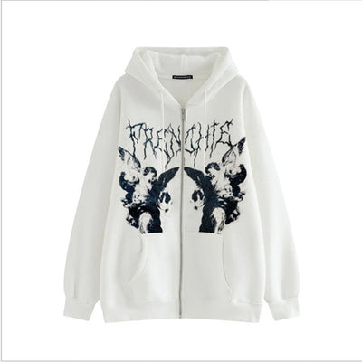 Femme Graphic Zip-Up Hoodie mit künstlerischen Details Heidi-Mode