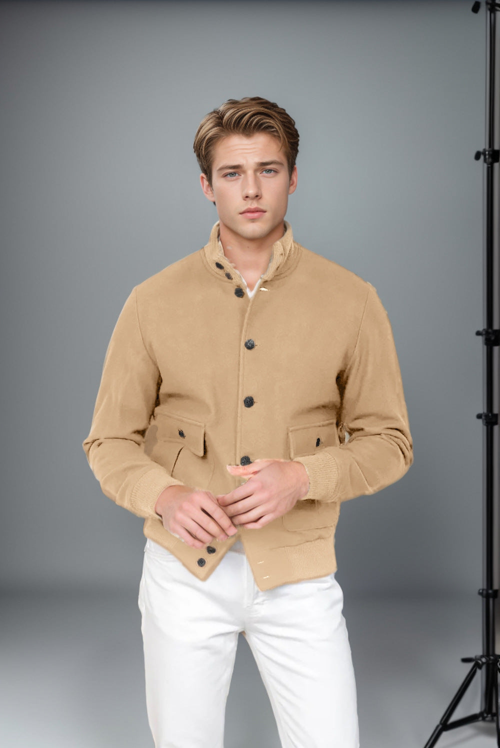 Herren modische Chino-Jacke mit praktischen Taschen Aliams