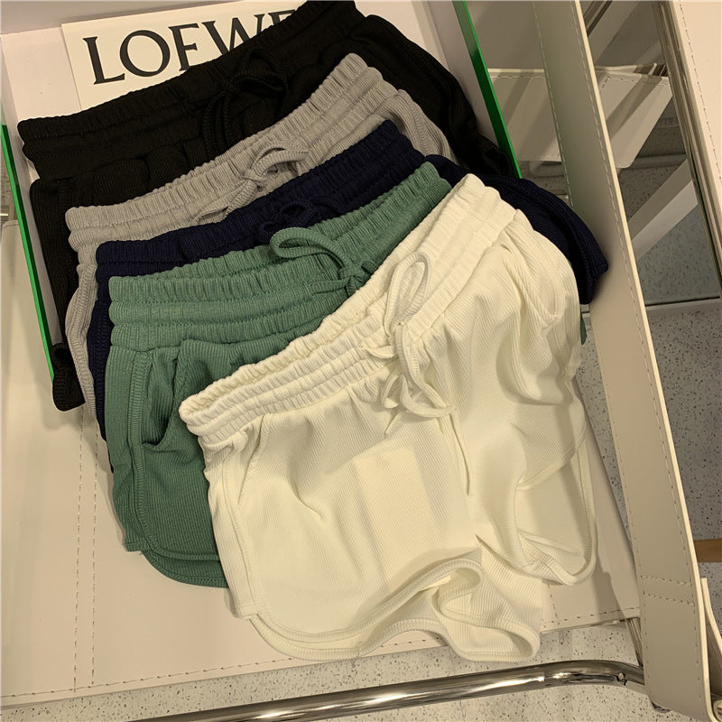 Damen Ripp-Hochbund-Lounge-Shorts Heidi-Mode