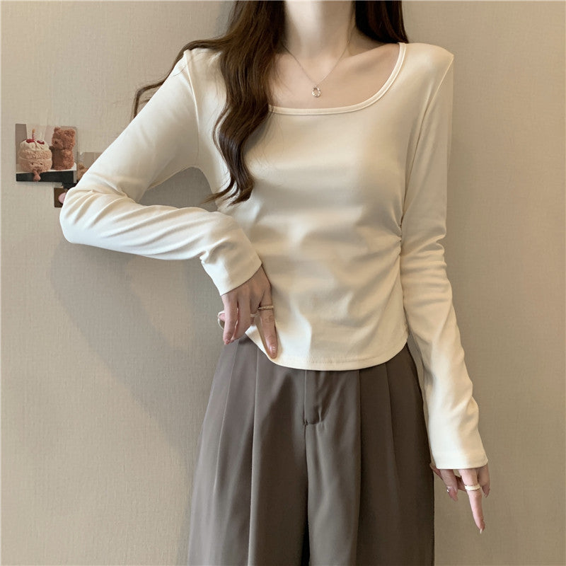 Femme Langarm Scoop Neck Basic Top Heidi-Mode