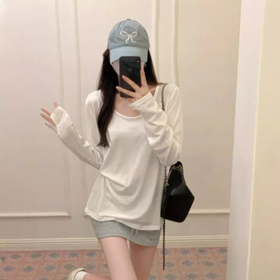 Damen Oversized Rundhals Langarmshirt Heidi-Mode