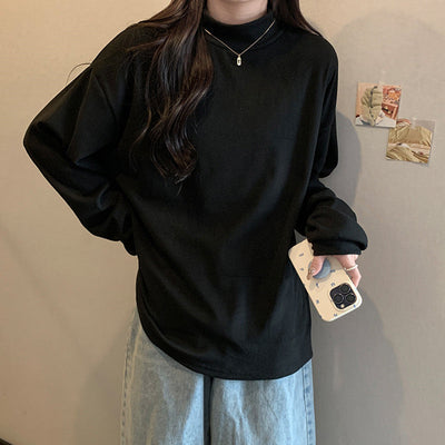 Femme Leichtgewicht Stehkragen Langarmtop Heidi-Mode