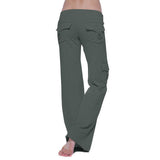 Damen nan lässige Low-Rise Cargo-Loungehose mit weitem Bein, breitem Komfortbund und dekorativen Klappentaschen Drune in Dunkelgrau