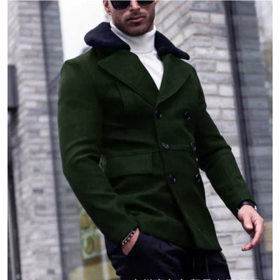 Herren eleganter Wollmantel mit Teddyfell-Kragen Aliams
