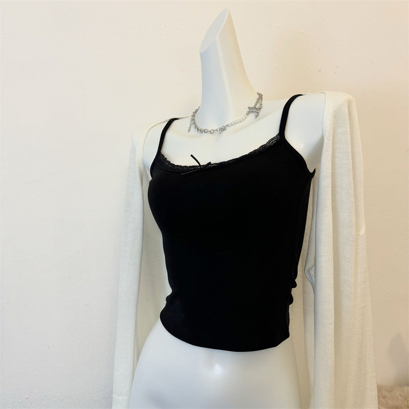 Femme Spaghettiträger-Camisole mit Spitzenbesatz Heidi-Mode