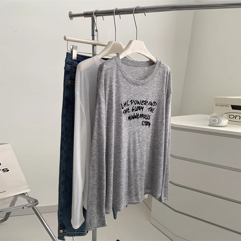 Femme Grafik Langarm-T-Shirt mit verspieltem Druck Heidi-Mode