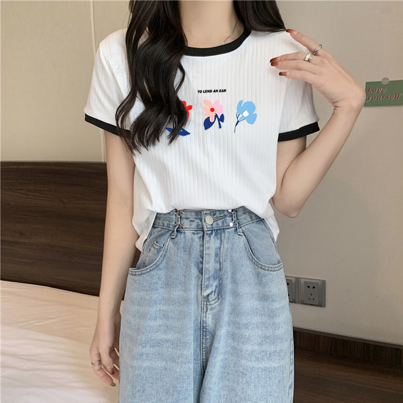 Femme Grafik Floral Design T-Shirt Heidi-Mode