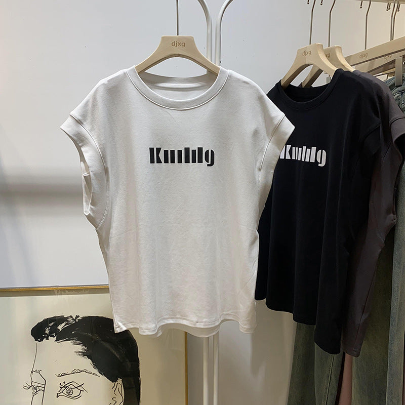 Femme Grafik Locker Sitz Ärmelloses T-Shirt Heidi-Mode