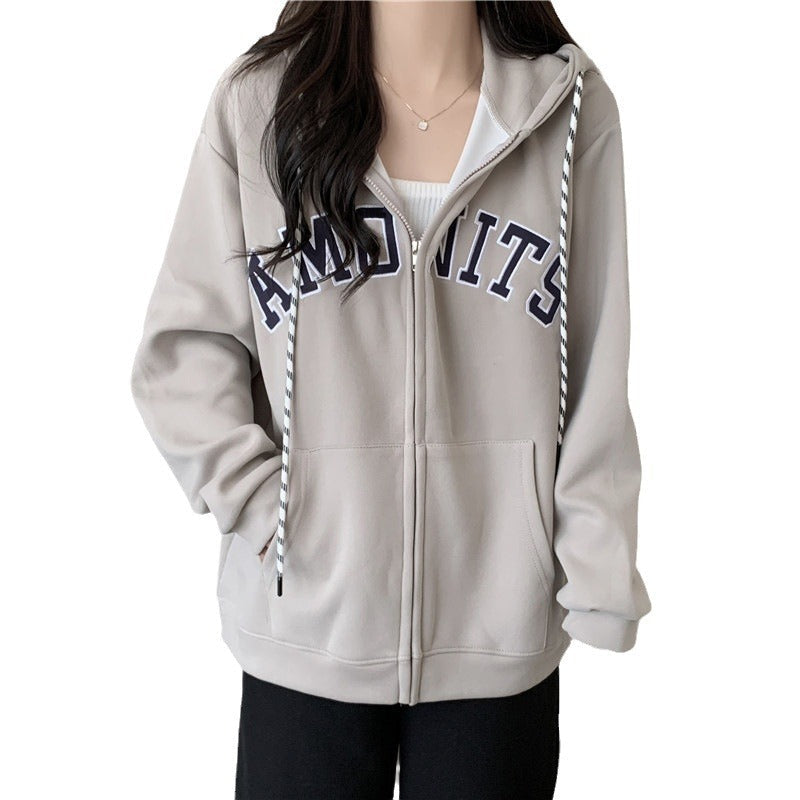 Femme Grafik Zip-Up Hoodie mit Kontrastdetails Heidi-Mode