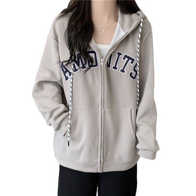 Femme Grafik Zip-Up Hoodie mit Kontrastdetails Heidi-Mode