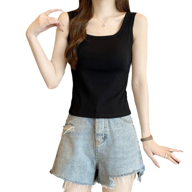 Femme Ärmelloses Basic-Oberteil mit Rundhalsausschnitt Heidi-Mode