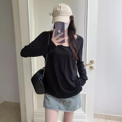 Damen Oversized Rundhals Langarmshirt Heidi-Mode