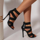Damen High-Heel-Sandaletten mit eleganten Riemen und komfortablem Plateau Drune in Schwarz