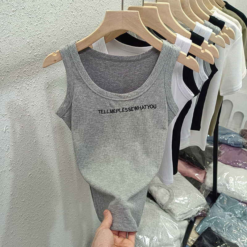 Femme Ripptext-Grafik-Ärmelloses Top Heidi-Mode