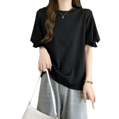 Damen Puffärmel Relaxed Fit T-Shirt Heidi-Mode