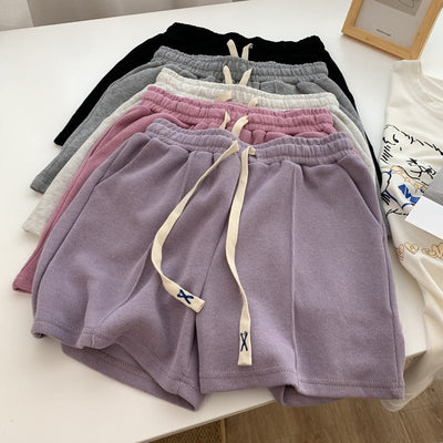 Femme Leichte Fleece Lounge Shorts mit verstellbarem Kordelzug Heidi-Mode