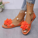 Damen Elegante Sandalen Mit Floralen Applikationen – Stilvolle Sommerschuhe in Orange