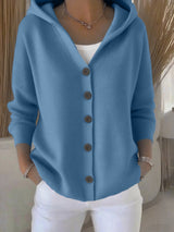 Damen nan Kapuzen-Cardigan mit Knopfleiste und lässiger Oversize-Passform Drune in Pfauenblau
