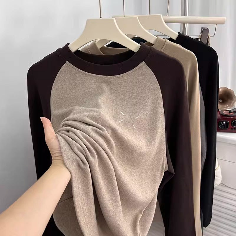 Femme Raglan-Ärmel Pullover Sweatshirt mit weichem Touch-Material Heidi-Mode