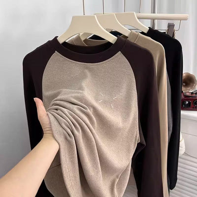 Femme Raglan-Ärmel Pullover Sweatshirt mit weichem Touch-Material Heidi-Mode