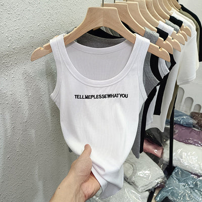 Femme Ripptext-Grafik-Ärmelloses Top Heidi-Mode