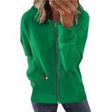Damen nan Kapuzenjacke mit durchgehendem Reißverschluss, Kängurutaschen und elastischen Bündchen Drune in Grün