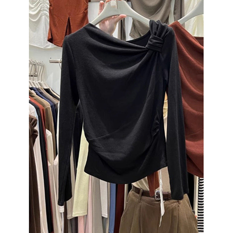 Damen Raffung Langarmoberteil mit elegantem Detail Heidi-Mode