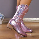 Damen nan Cowboystiefel mit mittelhohem Blockabsatz und seitlichem Reißverschluss Drune in Rosa