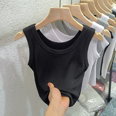 Femme Ripp Baumwolle Tanktop mit klassischem Rundhalsausschnitt Heidi-Mode