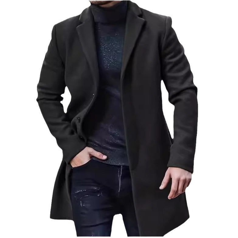 Herren eleganter Langmantel mit modernem Schnitt und hochwertigem Innenfutter Aliams