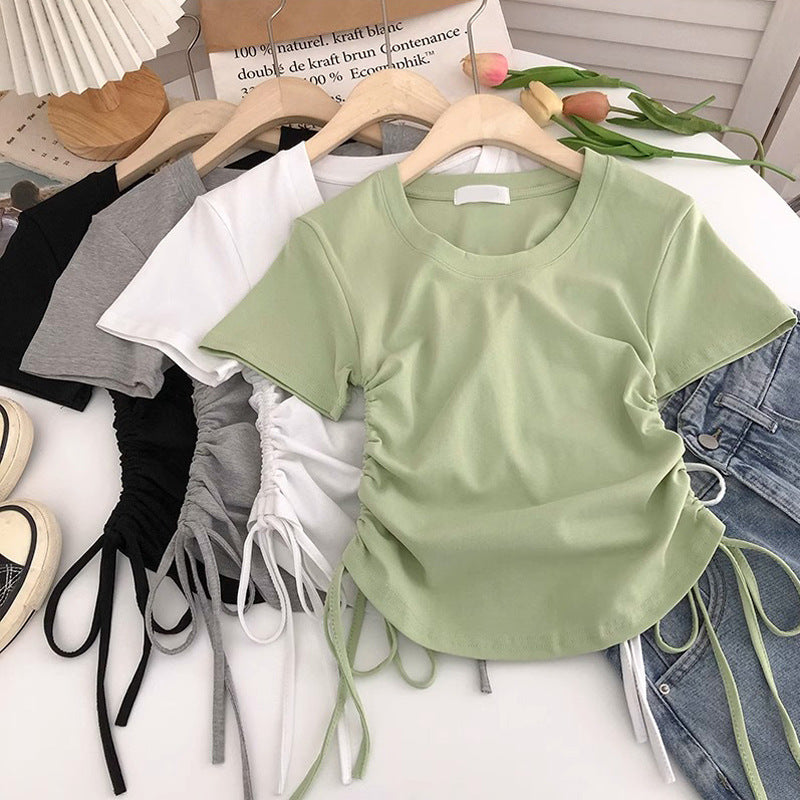 Femme Raffung Seitenschnürung T-Shirt Heidi-Mode