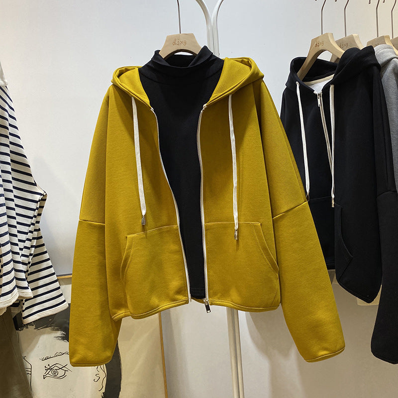 Femme Relaxed Fit Zip-Up Hoodie mit Übergroßen Taschen Heidi-Mode