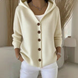 Damen nan Kapuzen-Cardigan mit Knopfleiste und lässiger Oversize-Passform Drune in Apricot