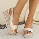 Alidda | Damen-Komfortsandalen mit geflochtener Keilsohle in Gold