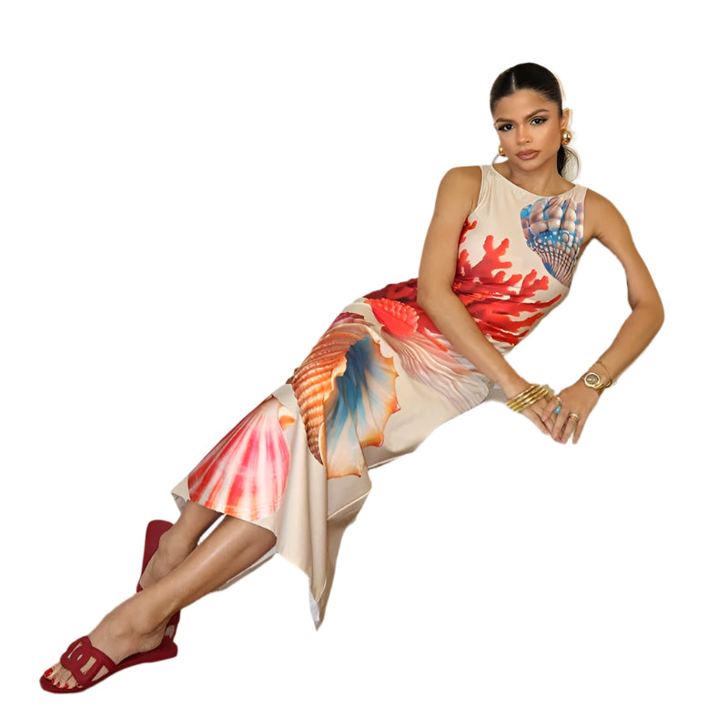 Fabiana - Maxikleid im tropischen Schalen-Design